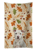 Load image into Gallery viewer, White Staffordshire Bull Terrier Heirloom Fall Kitchen Towel