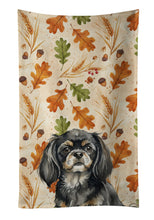 Load image into Gallery viewer, Black and Tan Tibetan Spaniel Heirloom Fall Kitchen Towel