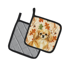 Load image into Gallery viewer, Gold Tibetan Spaniel Heirloom Fall Pair of Pot Holders