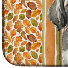 Load image into Gallery viewer, Grey and White Tibetan Spaniel Heirloom Fall Dish Drying Mat