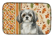 Load image into Gallery viewer, Grey and White Tibetan Spaniel Heirloom Fall Dish Drying Mat