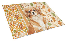 Load image into Gallery viewer, Red Tibetan Spaniel Heirloom Fall Glass Cutting Board