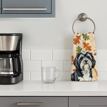 Load image into Gallery viewer, Black and White Tibetan Terrier Heirloom Fall Kitchen Towel
