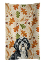 Load image into Gallery viewer, Black and White Tibetan Terrier Heirloom Fall Kitchen Towel