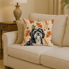 Load image into Gallery viewer, Black and White Tibetan Terrier Heirloom Fall Throw Pillow