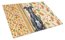 Load image into Gallery viewer, Black Whippet Heirloom Fall Glass Cutting Board