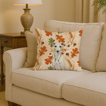 Load image into Gallery viewer, White Whippet Heirloom Fall Throw Pillow