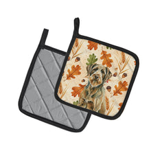 Load image into Gallery viewer, Chestnut Wirehaired Pointing Griffon Heirloom Fall Pair of Pot Holders