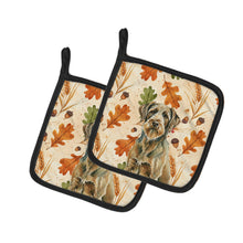Load image into Gallery viewer, Chestnut Wirehaired Pointing Griffon Heirloom Fall Pair of Pot Holders