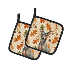 Load image into Gallery viewer, Xoloitzcuintli Heirloom Fall Pair of Pot Holders