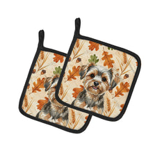 Load image into Gallery viewer, Yorkiepoo Heirloom Fall Pair of Pot Holders
