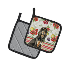 Load image into Gallery viewer, Black &amp; Tan Afghan Hound Vegetables Pair of Pot Holders