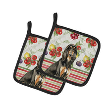 Load image into Gallery viewer, Black &amp; Tan Afghan Hound Vegetables Pair of Pot Holders