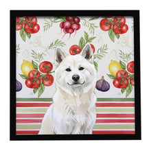 Load image into Gallery viewer, White Akita Vegetables Framed Metal Print
