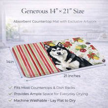 Load image into Gallery viewer, Black and White Alaskan Malamute Vegetables Dish Drying Mat