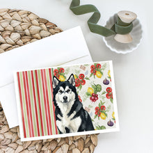 Load image into Gallery viewer, Black and White Alaskan Malamute Vegetables Greeting Cards Pack of 8