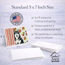 Load image into Gallery viewer, Black and White Alaskan Malamute Vegetables Greeting Cards Pack of 8