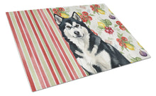 Load image into Gallery viewer, Black and White Alaskan Malamute Vegetables Glass Cutting Board