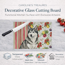 Load image into Gallery viewer, Gray and White Alaskan Malamute Vegetables Glass Cutting Board