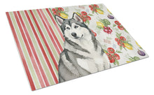 Load image into Gallery viewer, Gray and White Alaskan Malamute Vegetables Glass Cutting Board