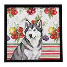 Load image into Gallery viewer, Gray and White Alaskan Malamute Vegetables Framed Metal Print