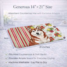 Load image into Gallery viewer, Red and White Alaskan Malamute Vegetables Dish Drying Mat