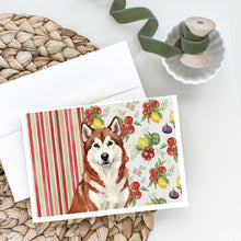 Load image into Gallery viewer, Red and White Alaskan Malamute Vegetables Greeting Cards Pack of 8
