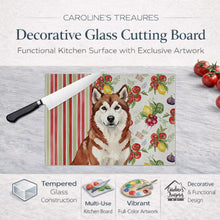 Load image into Gallery viewer, Red and White Alaskan Malamute Vegetables Glass Cutting Board