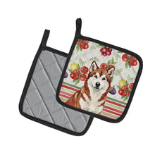Load image into Gallery viewer, Red and White Alaskan Malamute Vegetables Pair of Pot Holders
