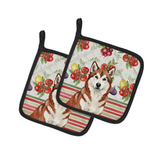 Load image into Gallery viewer, Red and White Alaskan Malamute Vegetables Pair of Pot Holders