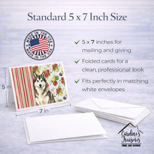 Load image into Gallery viewer, Sable and White Alaskan Malamute Vegetables Greeting Cards Pack of 8