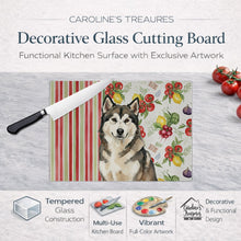 Load image into Gallery viewer, Sable and White Alaskan Malamute Vegetables Glass Cutting Board