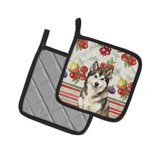 Load image into Gallery viewer, Sable and White Alaskan Malamute Vegetables Pair of Pot Holders