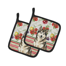 Load image into Gallery viewer, Sable and White Alaskan Malamute Vegetables Pair of Pot Holders