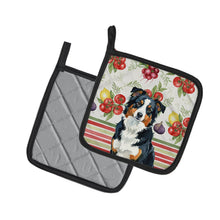 Load image into Gallery viewer, Black Tri American Shepherd Vegetables Pair of Pot Holders