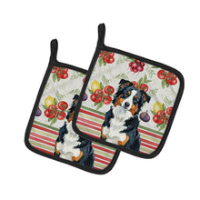 Load image into Gallery viewer, Black Tri American Shepherd Vegetables Pair of Pot Holders