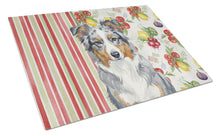 Load image into Gallery viewer, Blue Merle American Shepherd Vegetables Glass Cutting Board