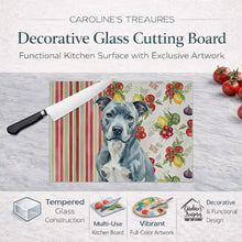 Load image into Gallery viewer, Blue American Staffordshire Terrier Vegetables Glass Cutting Board