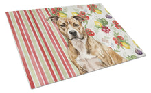 Load image into Gallery viewer, Brindle American Staffordshire Terrier Vegetables Glass Cutting Board