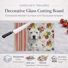 Load image into Gallery viewer, White American Staffordshire Terrier Vegetables Glass Cutting Board