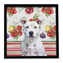 Load image into Gallery viewer, White American Staffordshire Terrier Vegetables Framed Metal Print