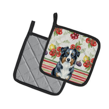Load image into Gallery viewer, Black Australian Shepherd Vegetables Pair of Pot Holders