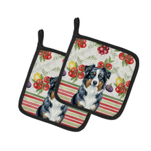 Load image into Gallery viewer, Black Australian Shepherd Vegetables Pair of Pot Holders