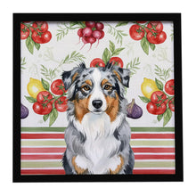 Load image into Gallery viewer, Blue Merle Australian Shepherd Vegetables Framed Metal Print