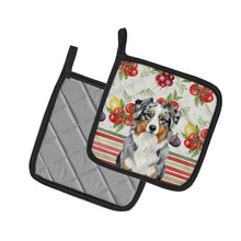 Load image into Gallery viewer, Blue Merle Australian Shepherd Vegetables Pair of Pot Holders