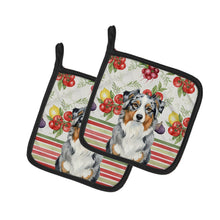 Load image into Gallery viewer, Blue Merle Australian Shepherd Vegetables Pair of Pot Holders