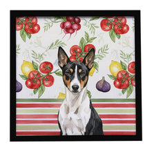 Load image into Gallery viewer, Black and White Basenji Vegetables Framed Metal Print