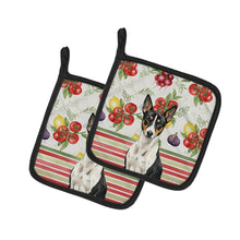 Load image into Gallery viewer, Black and White Basenji Vegetables Pair of Pot Holders