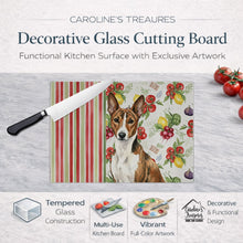 Load image into Gallery viewer, Brindle and White Basenji Vegetables Glass Cutting Board