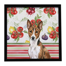 Load image into Gallery viewer, Brindle and White Basenji Vegetables Framed Metal Print